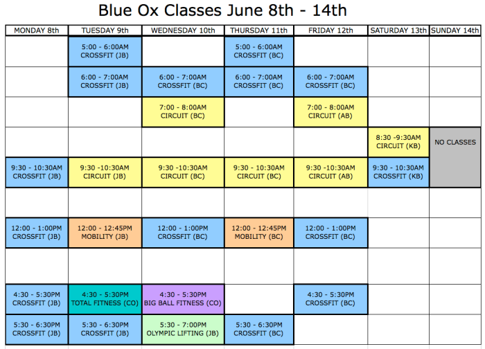 Classes June 8